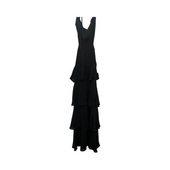 Lulus Tier and Now Black Tie-Back Tiered Maxi Dress, new with tags in size xs - Picture 5 of 9